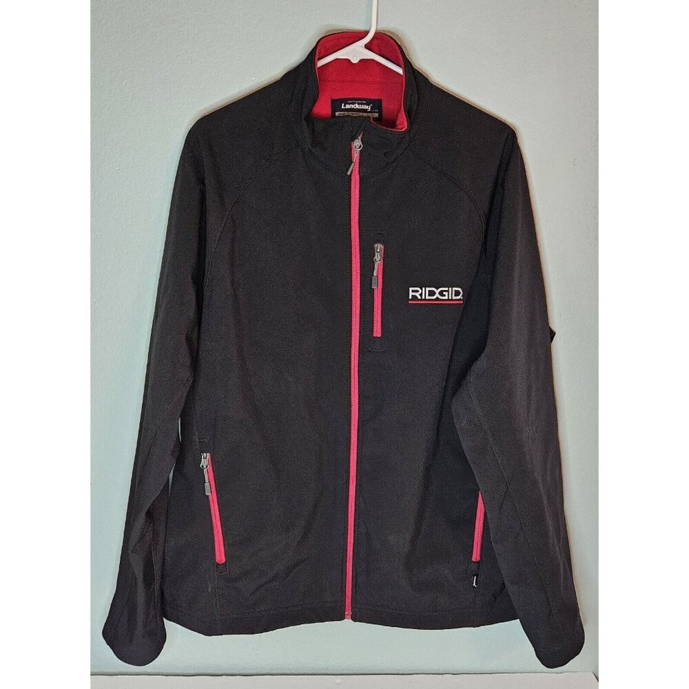Ridgid Tool‎ Soft-Shell Landway Jacket Fleece Lined Full Zip Black & Red Size L